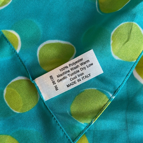 Teal and Lime Green Polka Dot Scarf - Picture 3 of 3